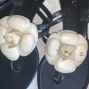 Chanel camellia jelly sandals